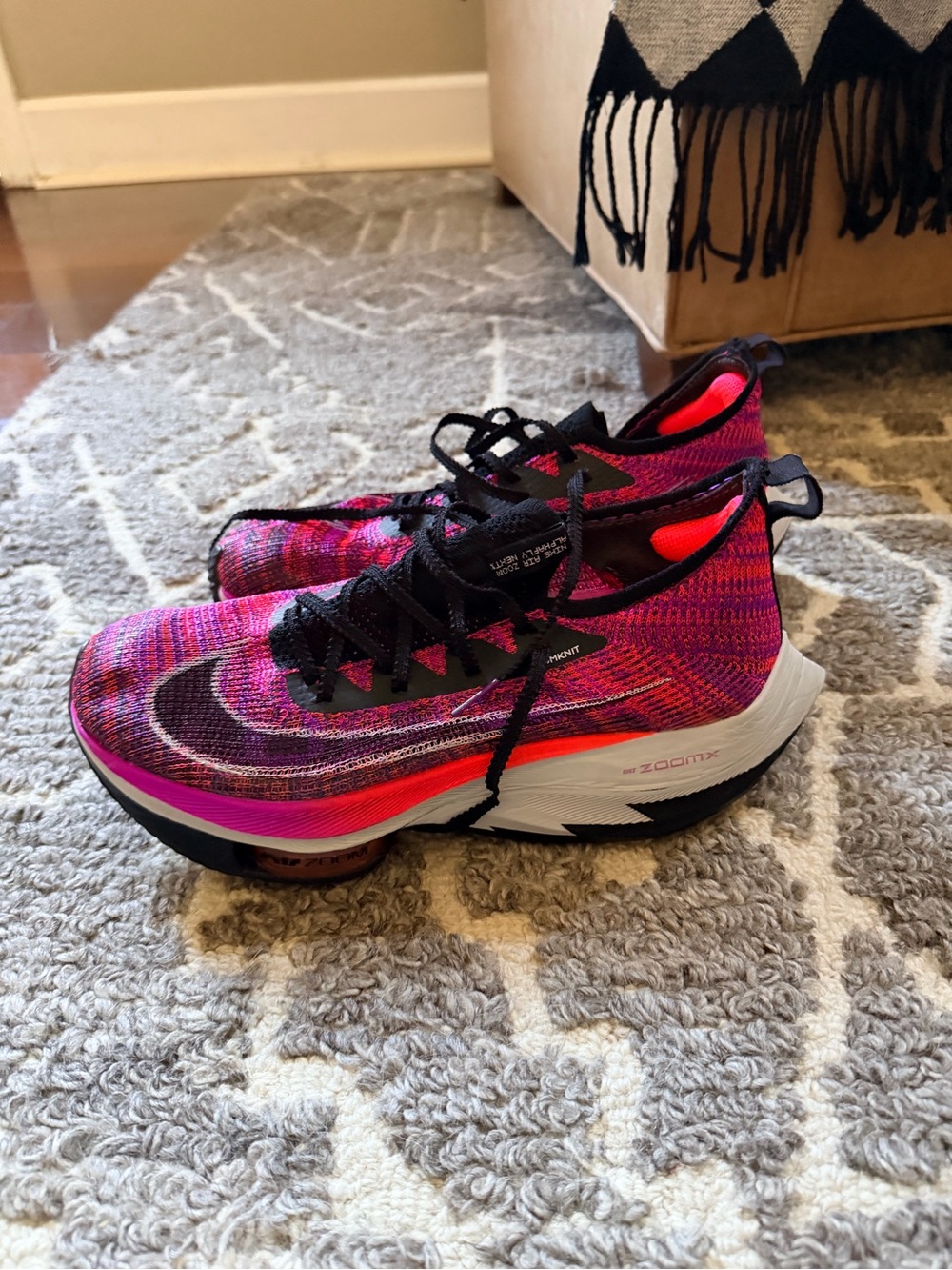 Nike Pink and Black Flyknit Racing Shoes